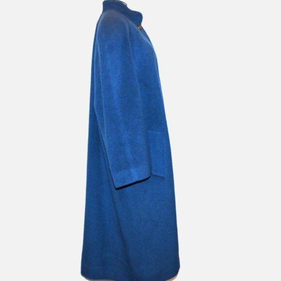 Vintage 70's Long Blue Wool Coat Button Front London Fog Made in USA ACTWU 12 P - Picture 9 of 16